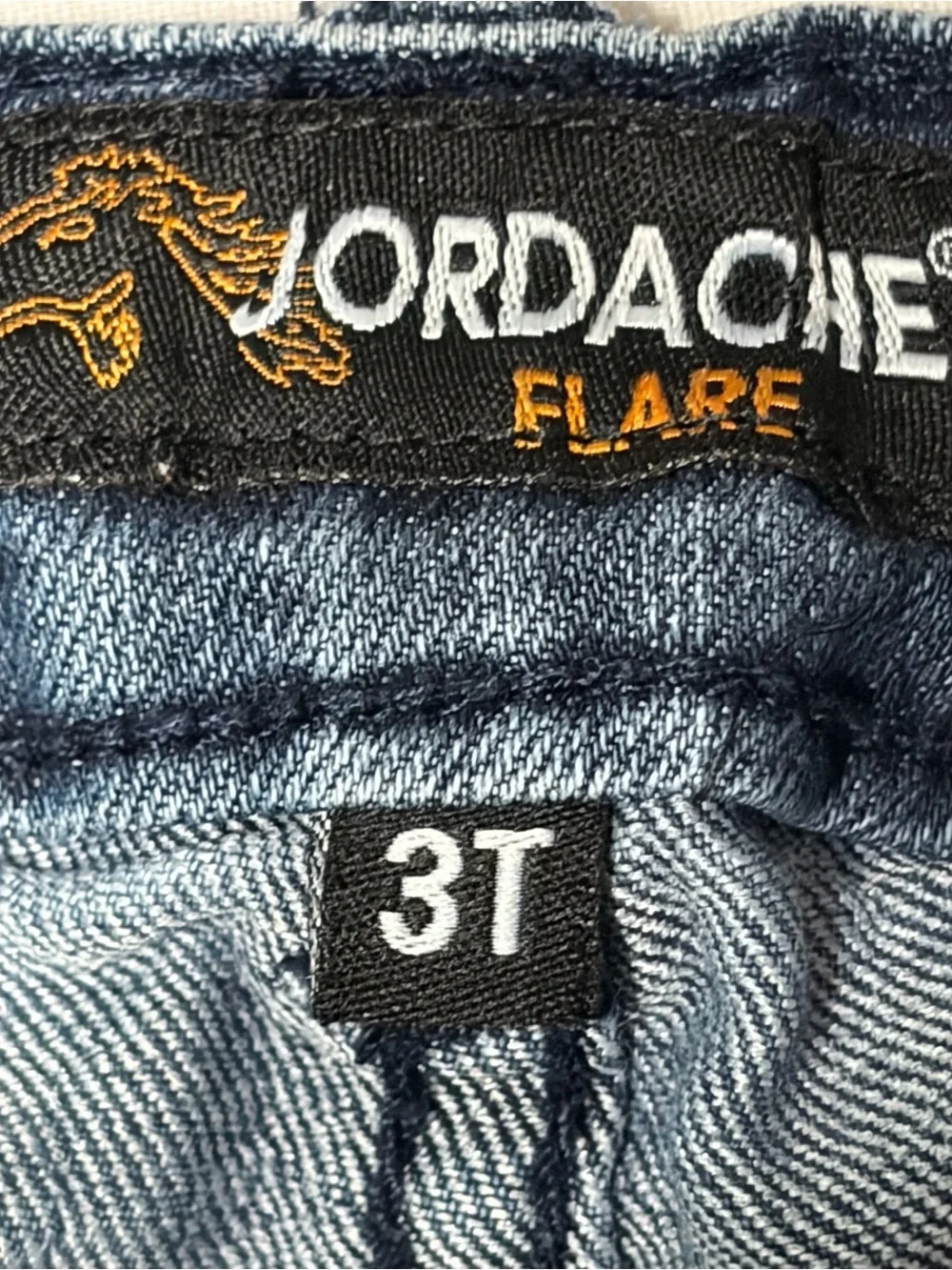 Jordache Flare Girls 3T Jeans With Faded‎ Denim snap and zip close, Discontinued